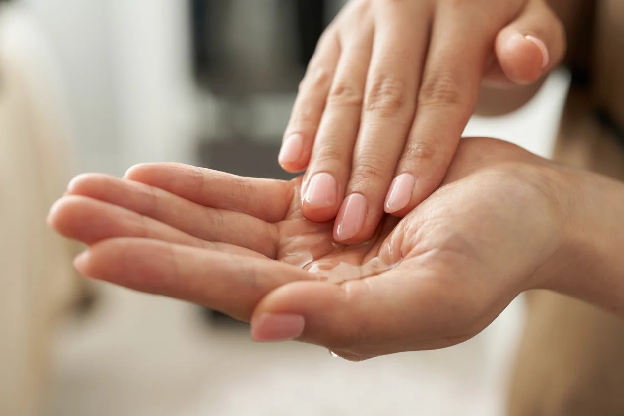 esthetician holding essential oil in her hand